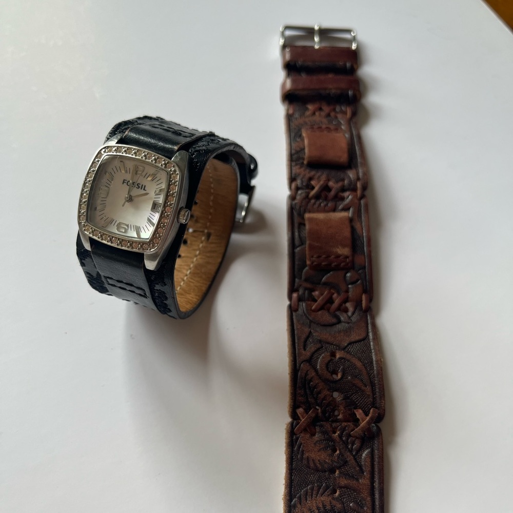 FOSSIL Watch with Two Leather Bands